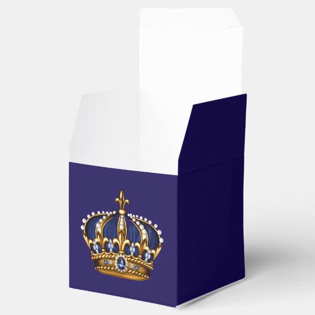 Royal Blue and Gold Prince Crown Favor Box (Opened)