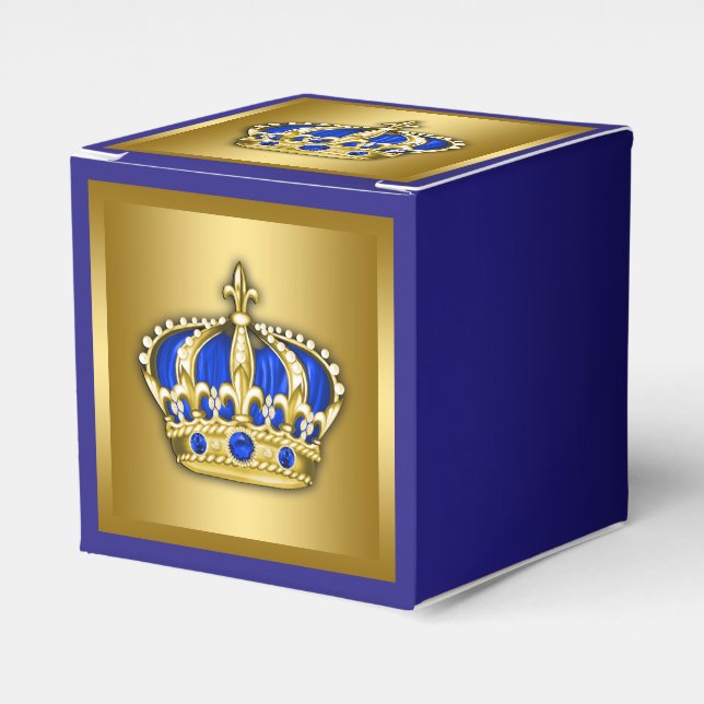 Royal Blue and Gold Prince Favor Box (Front Side)
