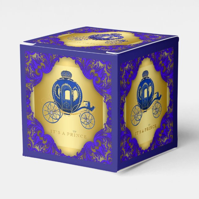 Royal Blue and Gold Prince Favor Box (Front Side)