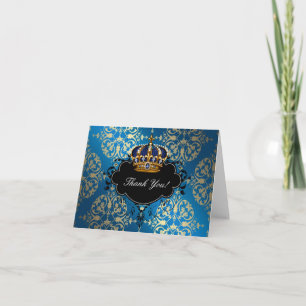 Royal Blue and Gold Prince Thank You Card