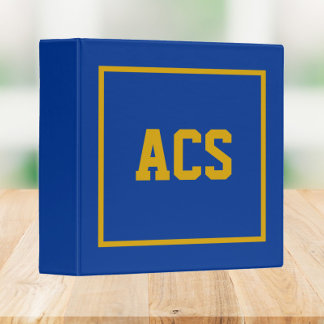 Royal Blue and Gold School Colors and Letters Binder