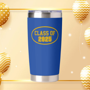 Royal Blue and Gold School Colours Class Year Insulated Tumbler