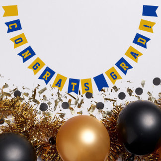 Royal Blue and Gold School Colours Graduation Bunting Flags