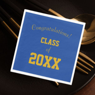 Royal Blue and Gold School Colours Graduation Napkin