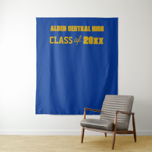Royal Blue and Gold School Colours Photo Backdrop Tapestry