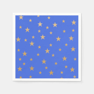 Royal Blue and Gold Stars Paper Napkin