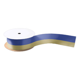 Royal Blue and Gold Striped Satin Ribbon