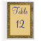 Royal Blue and Gold Table Number Card