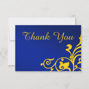 Royal Blue and Gold Thank You Card