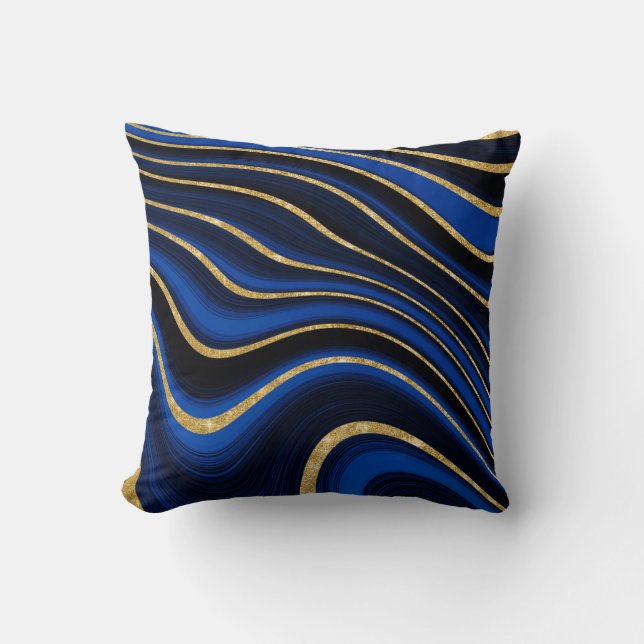royal blue and gold  throw pillow (Front)