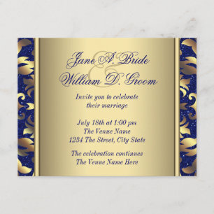 Royal Blue and Gold Wedding Invitation