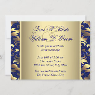 Royal Blue and Gold Wedding Invitation