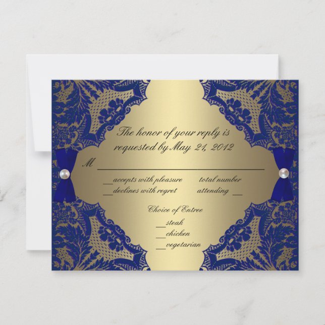 Royal Blue and Gold Wedding RSVP (Front)