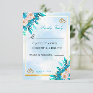 Royal Blue and Gold Wedding RSVP Card