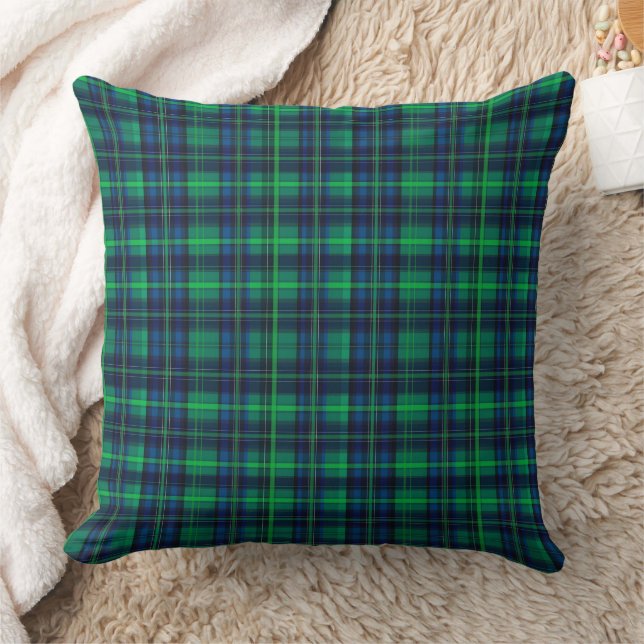 Royal blue and green tartan  throw pillow (Blanket)