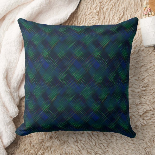 Royal blue and green tartan  throw pillow (Blanket)