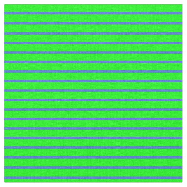 Royal Blue and Lime Coloured Stripes Pattern Fabric (Close Up)