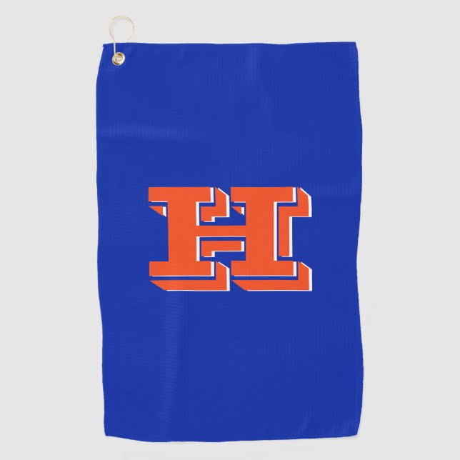 Royal Blue and Orange College Colors Golf Towel (Front)
