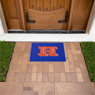 Royal Blue and Orange Collegiate Color Monogram Doormat