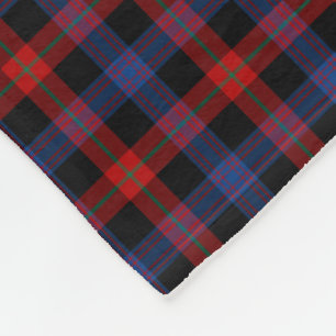 Royal Blue and Red Brown Clan Tartan Fleece Blanket