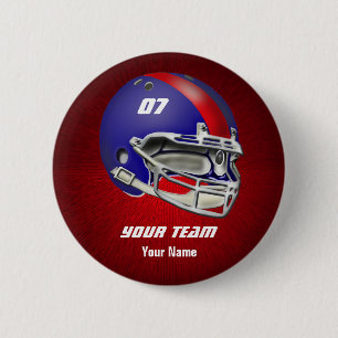 Royal Blue and Red Football Helmet 2 Inch Round Button