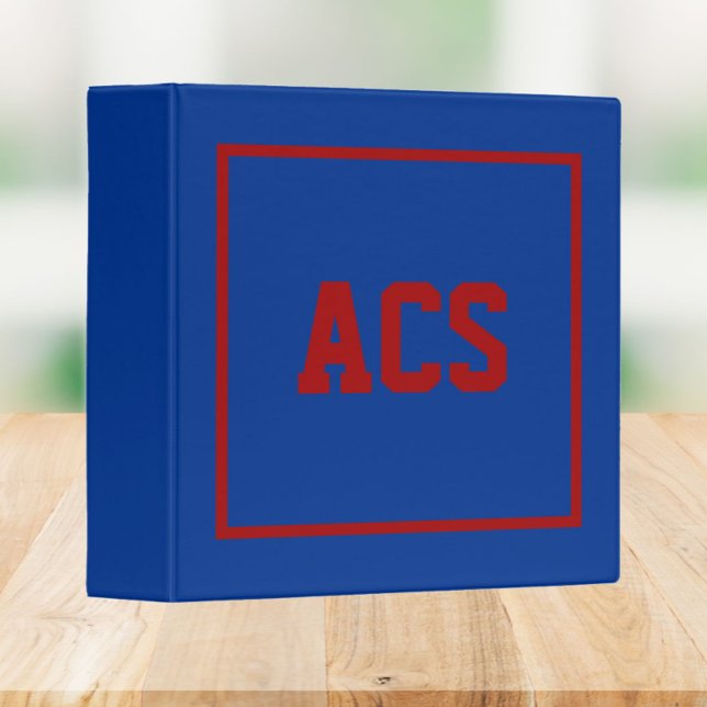 Royal Blue and Red School Colors and Letters Binder (In Situ)