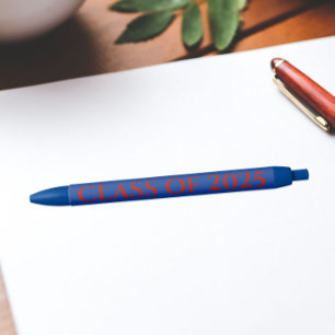 Royal Blue and Red School Colors Class Year Black Ink Pen