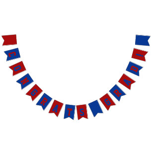 Royal Blue and Red School Colors Graduation Bunting Flags