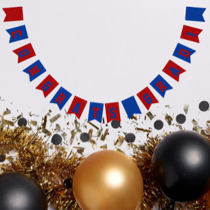 Royal Blue and Red School Colours Graduation Bunting Flags