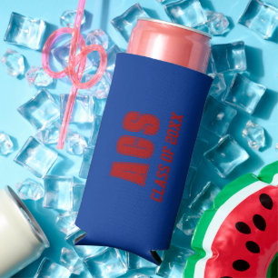 Royal Blue and Red School Colours Seltzer Can Cooler
