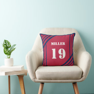 Royal Blue and Red sport inspired Throw Pillow