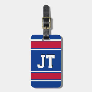 Royal Blue and Red Sport Stripes Personalized Luggage Tag