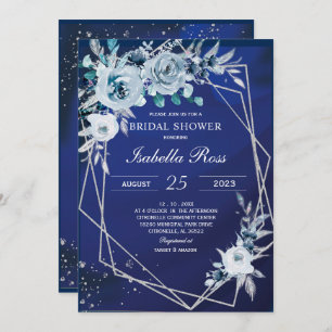 Royal Blue and Silver Bridal Shower Invitation