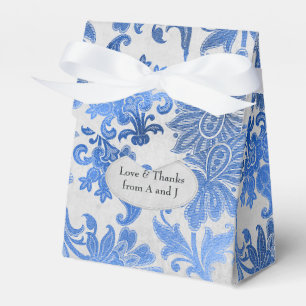 Royal Blue and Silver Floral Favor Box