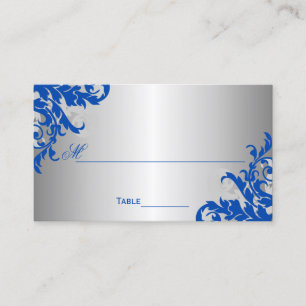 Royal Blue and Silver Flourish Place Card
