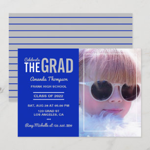 Royal Blue and Silver Graduation Party Invitation