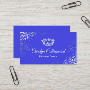 Royal Blue and Silver Pageant Coach Business Card
