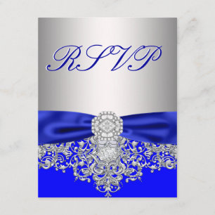 Royal Blue and Silver RSVP Response Card