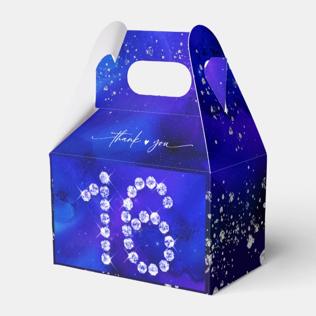 Royal Blue and Silver Sweet 16 decorations Favor Box (Front Side)