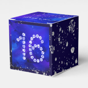 Royal Blue and Silver  sweet 16 Favor Box