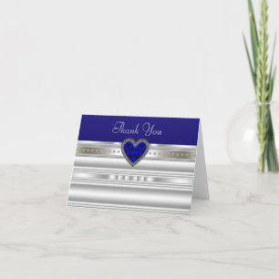 Royal Blue and Silver Thank You Cards