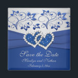 Royal Blue and Silver Wedding Favour Magnet<br><div class="desc">This save the date magnet matches the invitation and other items shown below. The text is customizable so you can change it to say "Thank You" and give it out as a wedding favour if you want to. If you require any other matching items in this design, please email me...</div>