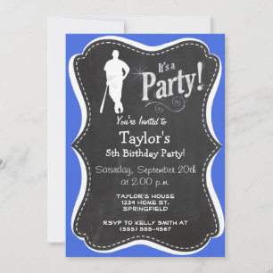 Royal Blue and White Baseball Invitation