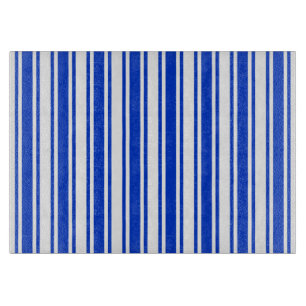 Royal blue and white candy stripes cutting board