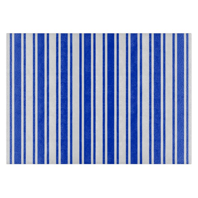 Royal blue and white candy stripes cutting board (Front)