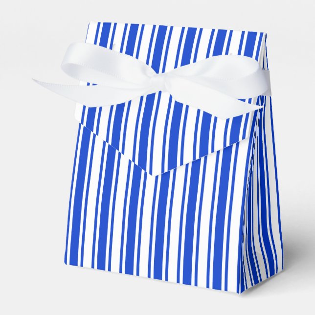 Royal blue and white candy stripes favor box (Front Side)