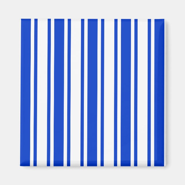 Royal blue and white candy stripes magnet (Front)