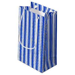 Royal blue and white candy stripes small gift bag