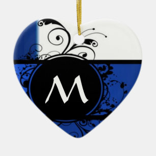 Royal blue and white ceramic ornament