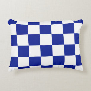 Royal Blue and White Chequered Pattern Accent Pillow